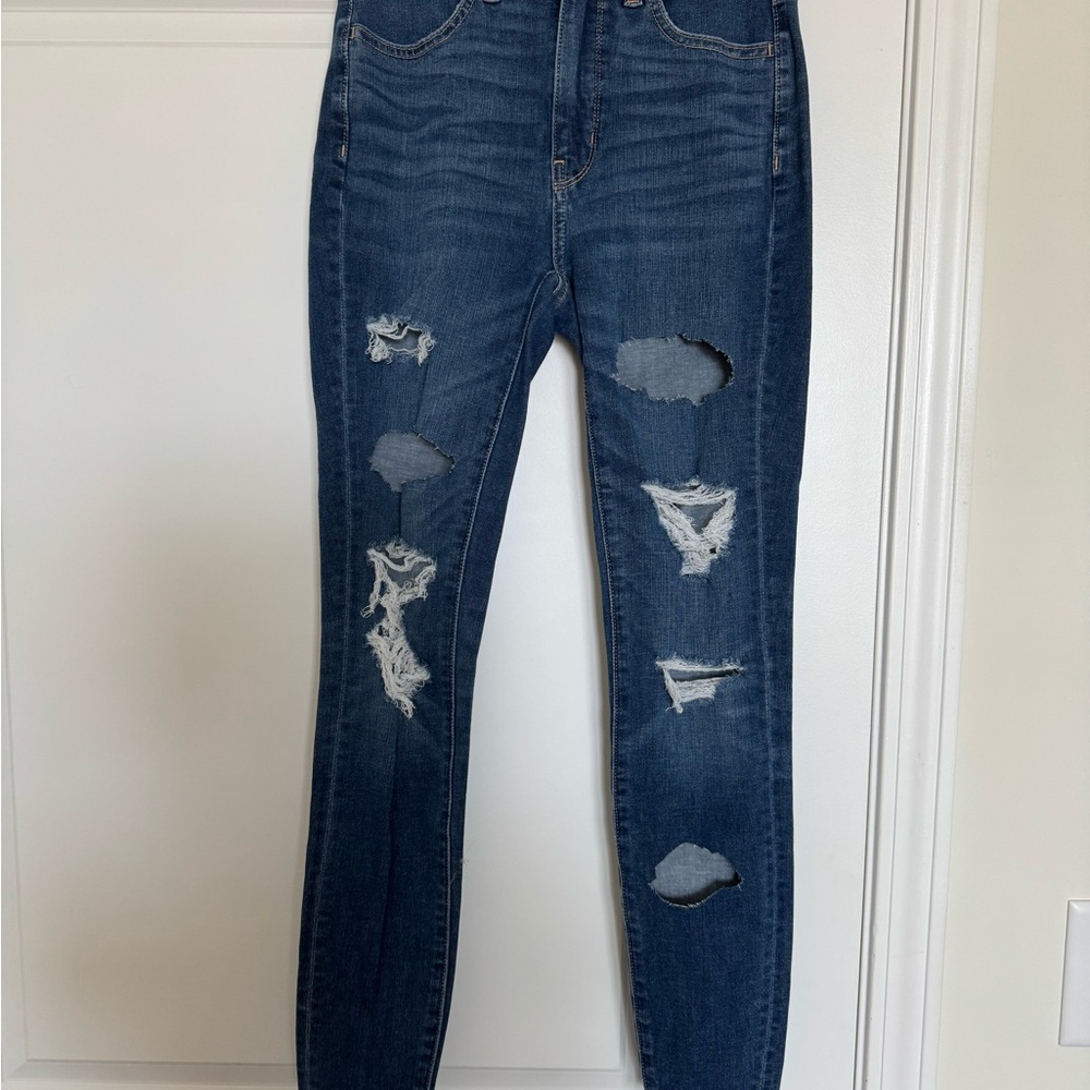 American Eagle Outfitters Blue Skinny Distressed Jeans- Dream Stretch